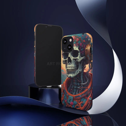 Tough Cases: Artistic Skull Phone Case Unique Design Cover Gothic Aesthetic Gift for Halloween Trendy Accessories