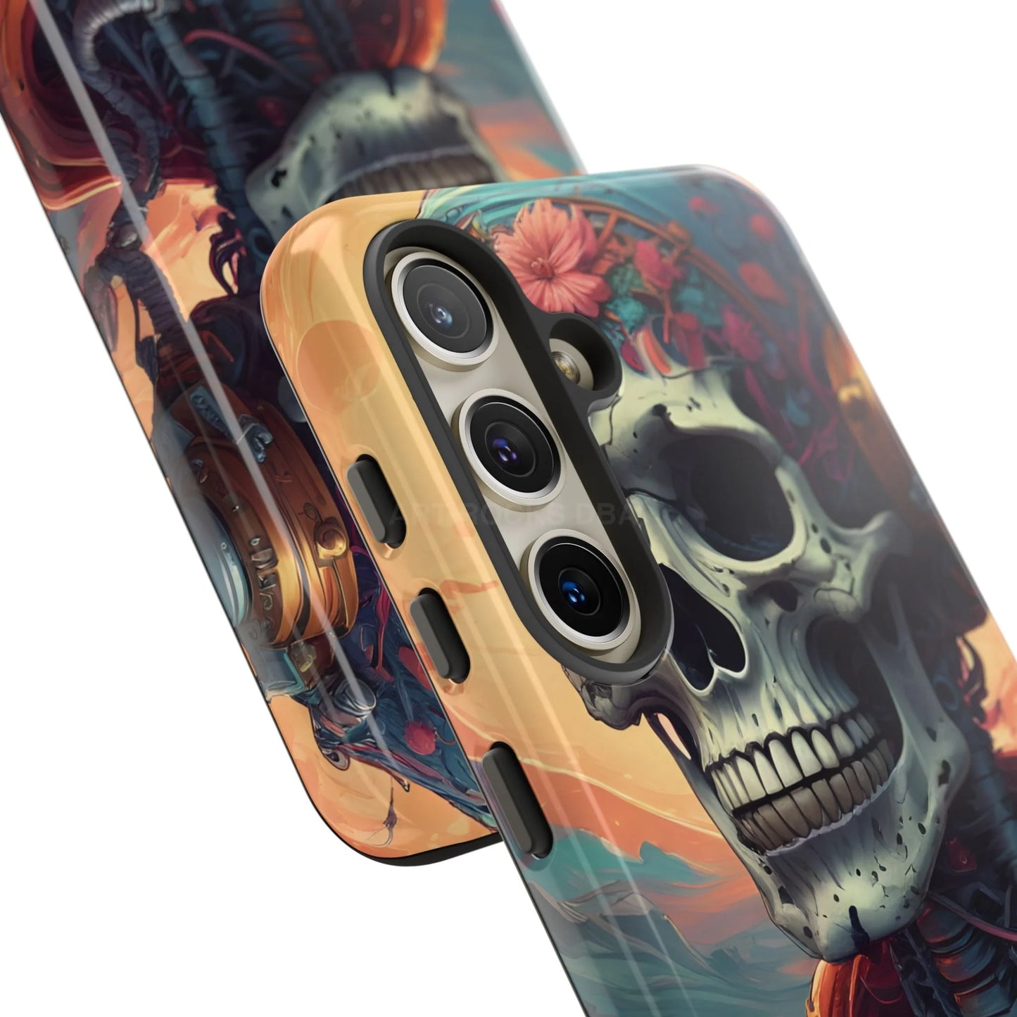 Tough Cases: Artistic Skull Phone Case Unique Design Cover Gothic Aesthetic Gift for Halloween Trendy Accessories