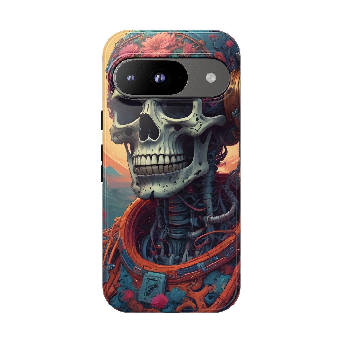 Tough Cases: Artistic Skull Phone Case Unique Design Cover Gothic Aesthetic Gift for Halloween Trendy Accessories