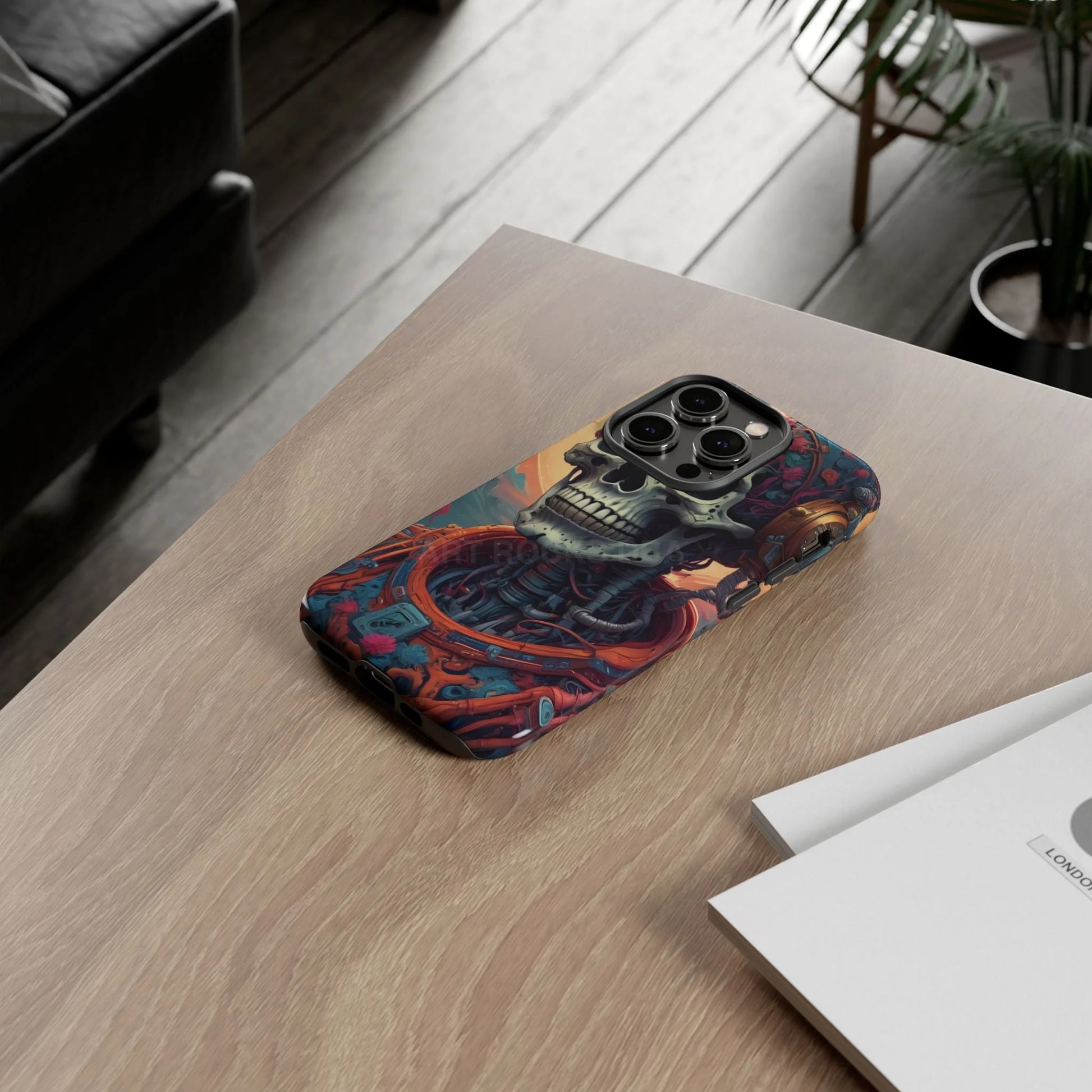 Tough Cases: Artistic Skull Phone Case Unique Design Cover Gothic Aesthetic Gift for Halloween Trendy Accessories