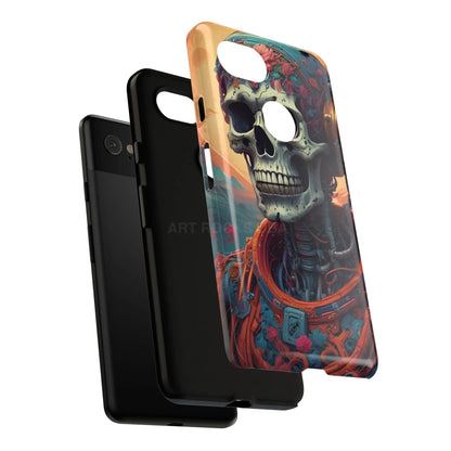 Tough Cases: Artistic Skull Phone Case Unique Design Cover Gothic Aesthetic Gift for Halloween Trendy Accessories