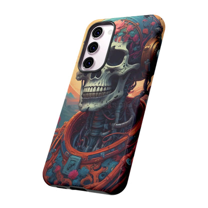 Tough Cases: Artistic Skull Phone Case Unique Design Cover Gothic Aesthetic Gift for Halloween Trendy Accessories