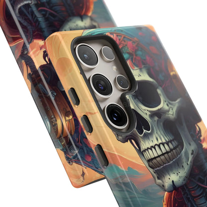 Tough Cases: Artistic Skull Phone Case Unique Design Cover Gothic Aesthetic Gift for Halloween Trendy Accessories
