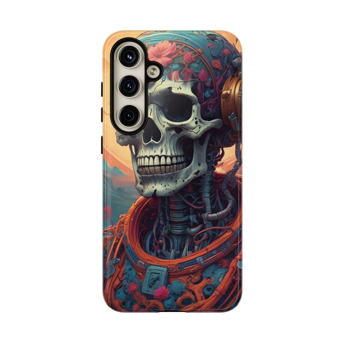 Tough Cases: Artistic Skull Phone Case Unique Design Cover Gothic Aesthetic Gift for Halloween Trendy Accessories