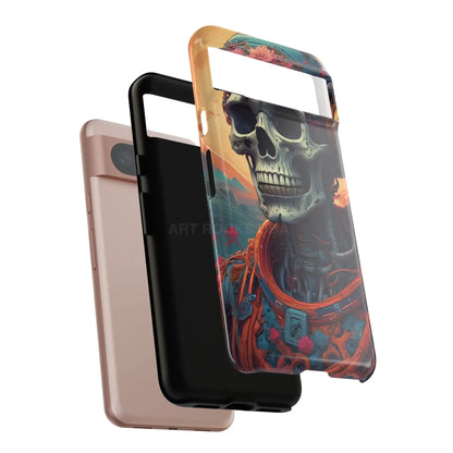Tough Cases: Artistic Skull Phone Case Unique Design Cover Gothic Aesthetic Gift for Halloween Trendy Accessories