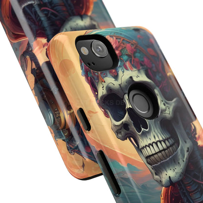 Tough Cases: Artistic Skull Phone Case Unique Design Cover Gothic Aesthetic Gift for Halloween Trendy Accessories