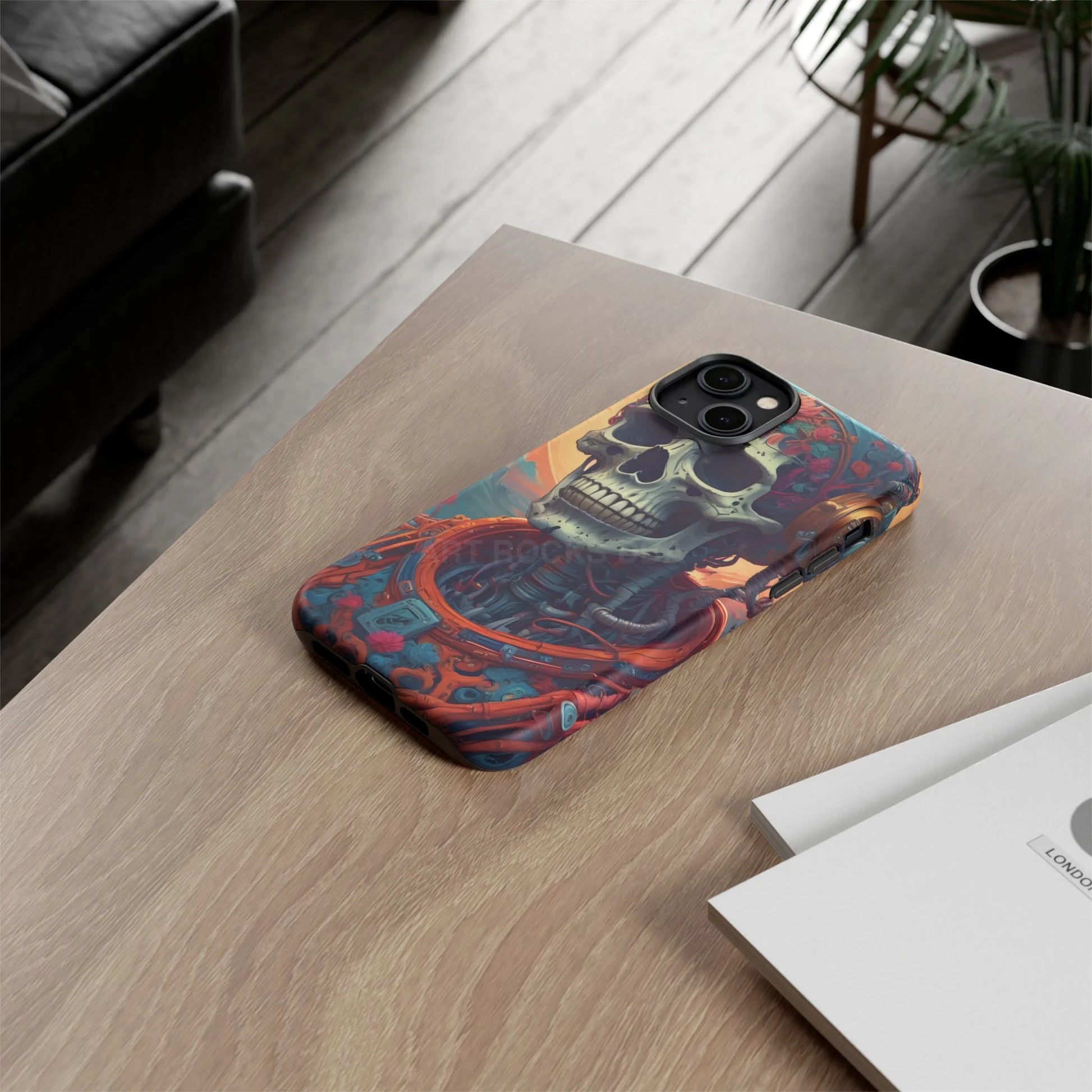 Tough Cases: Artistic Skull Phone Case Unique Design Cover Gothic Aesthetic Gift for Halloween Trendy Accessories