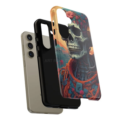 Tough Cases: Artistic Skull Phone Case Unique Design Cover Gothic Aesthetic Gift for Halloween Trendy Accessories