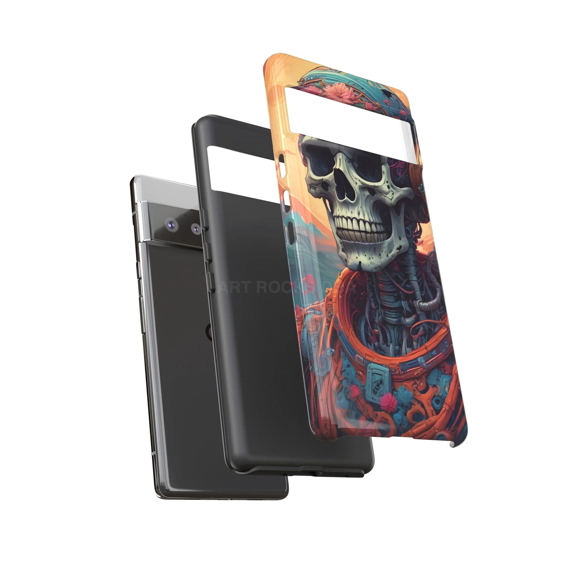 Tough Cases: Artistic Skull Phone Case Unique Design Cover Gothic Aesthetic Gift for Halloween Trendy Accessories