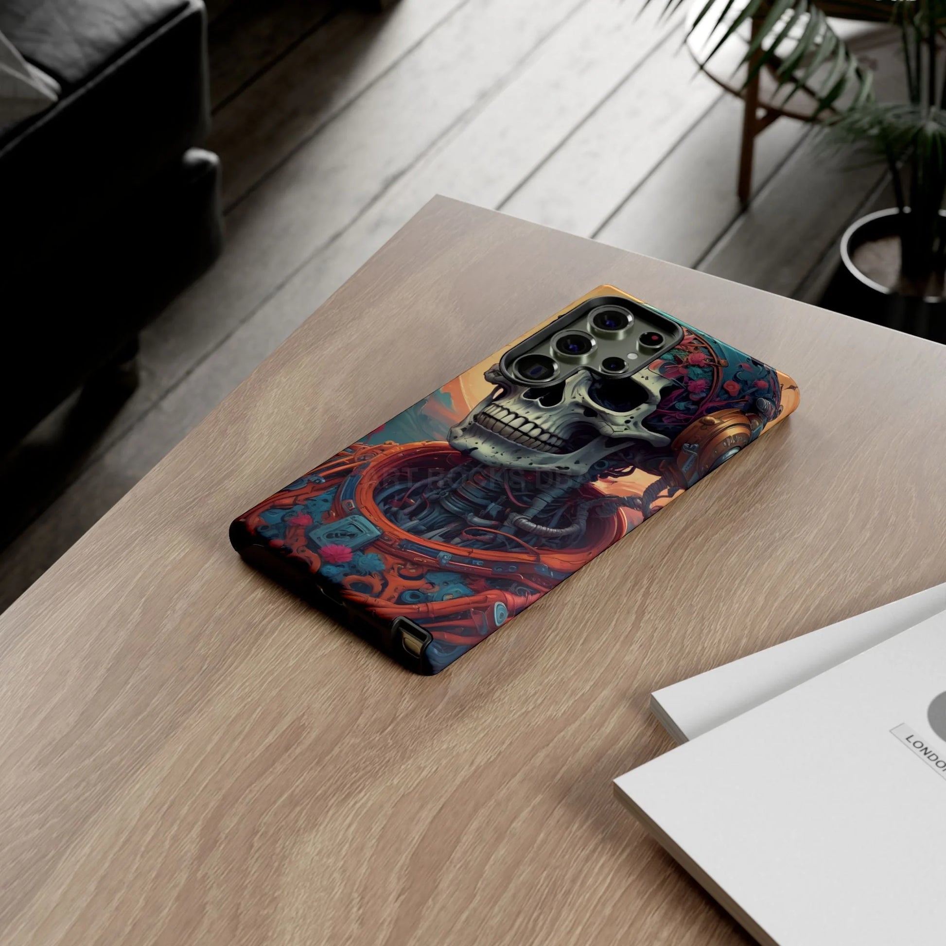 Tough Cases: Artistic Skull Phone Case Unique Design Cover Gothic Aesthetic Gift for Halloween Trendy Accessories