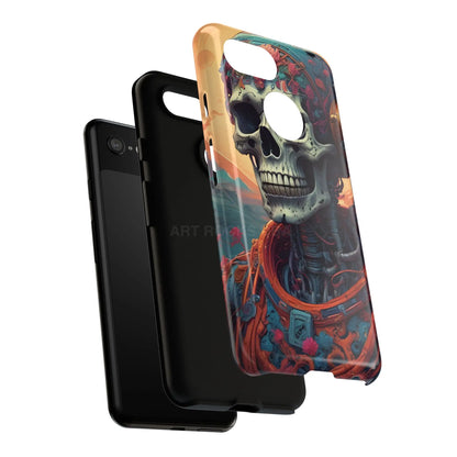 Tough Cases: Artistic Skull Phone Case Unique Design Cover Gothic Aesthetic Gift for Halloween Trendy Accessories