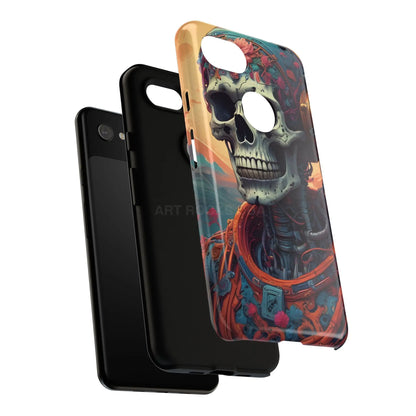Tough Cases: Artistic Skull Phone Case Unique Design Cover Gothic Aesthetic Gift for Halloween Trendy Accessories
