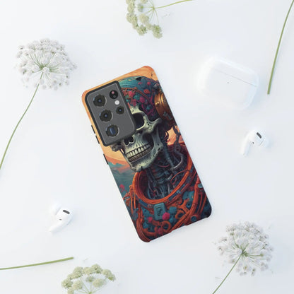Tough Cases: Artistic Skull Phone Case Unique Design Cover Gothic Aesthetic Gift for Halloween Trendy Accessories