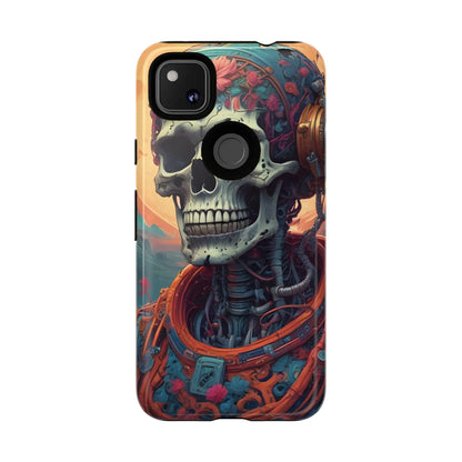 Tough Cases: Artistic Skull Phone Case Unique Design Cover Gothic Aesthetic Gift for Halloween Trendy Accessories