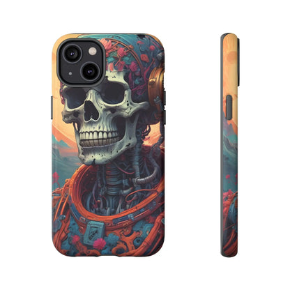 Tough Cases: Artistic Skull Phone Case Unique Design Cover Gothic Aesthetic Gift for Halloween Trendy Accessories