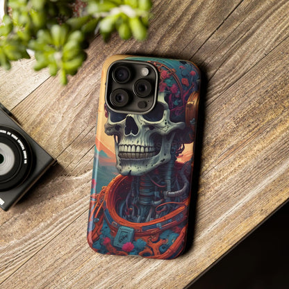 Tough Cases: Artistic Skull Phone Case Unique Design Cover Gothic Aesthetic Gift for Halloween Trendy Accessories