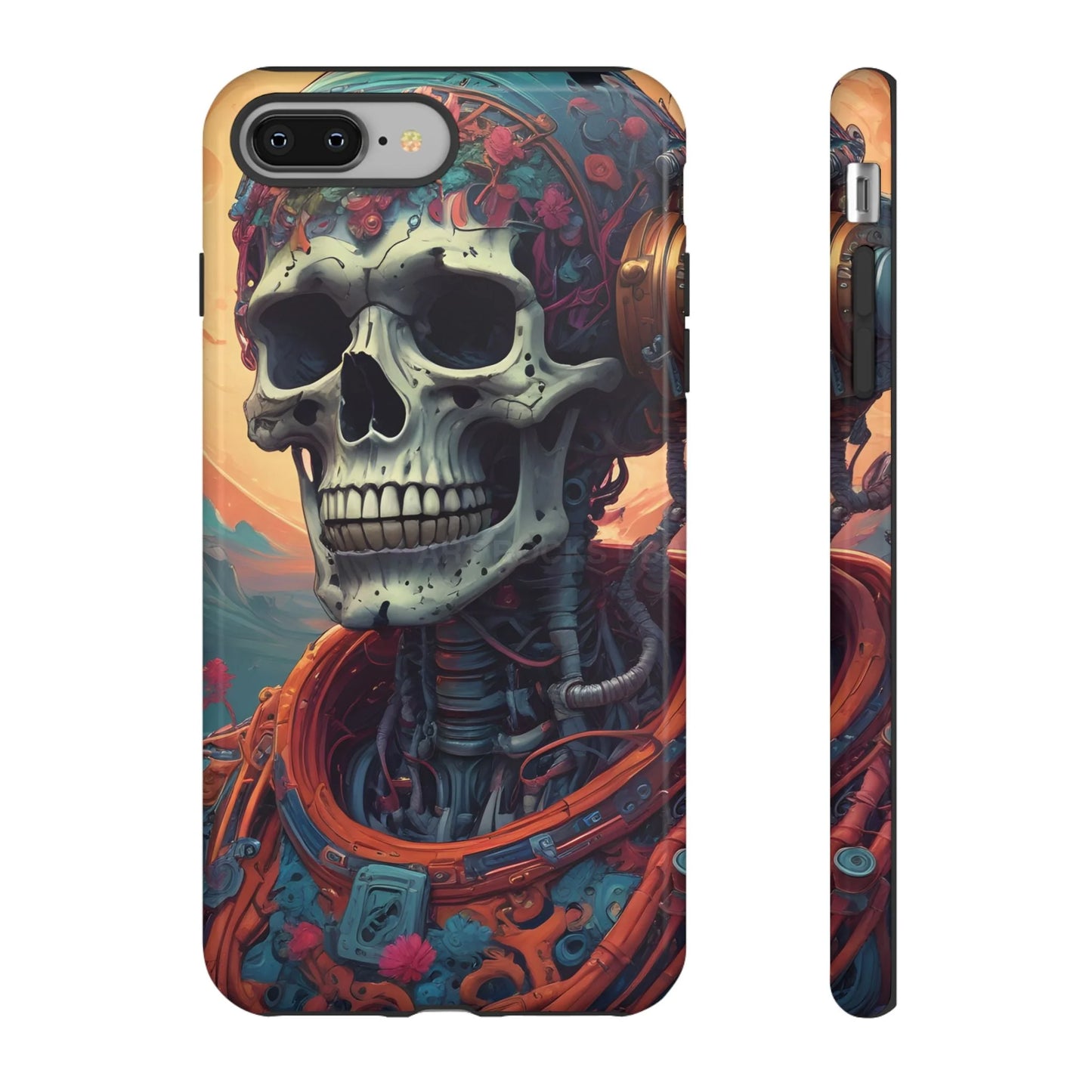 Tough Cases: Artistic Skull Phone Case Unique Design Cover Gothic Aesthetic Gift for Halloween Trendy Accessories