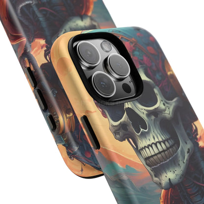 Tough Cases: Artistic Skull Phone Case Unique Design Cover Gothic Aesthetic Gift for Halloween Trendy Accessories
