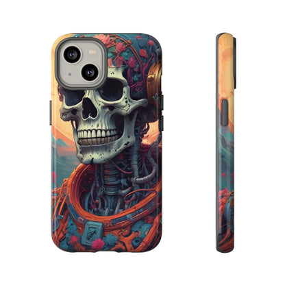 Tough Cases: Artistic Skull Phone Case Unique Design Cover Gothic Aesthetic Gift for Halloween Trendy Accessories