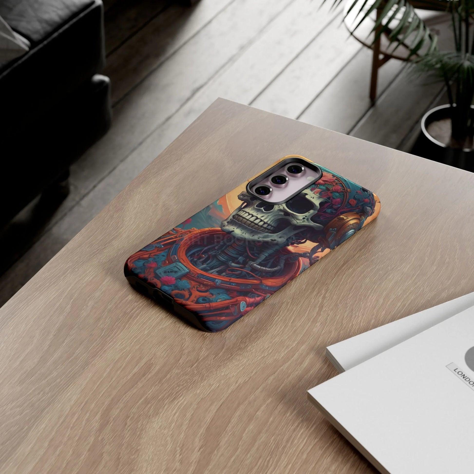 Tough Cases: Artistic Skull Phone Case Unique Design Cover Gothic Aesthetic Gift for Halloween Trendy Accessories