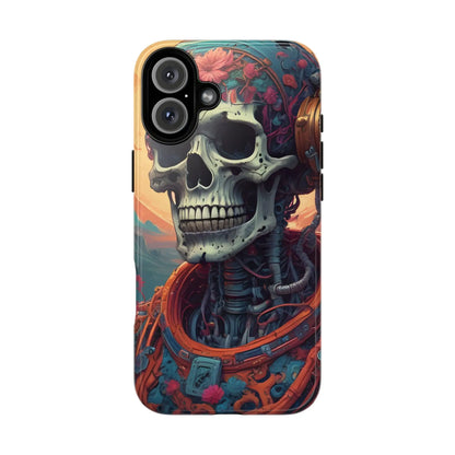 Tough Cases: Artistic Skull Phone Case Unique Design Cover Gothic Aesthetic Gift for Halloween Trendy Accessories