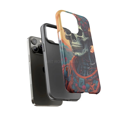 Tough Cases: Artistic Skull Phone Case Unique Design Cover Gothic Aesthetic Gift for Halloween Trendy Accessories