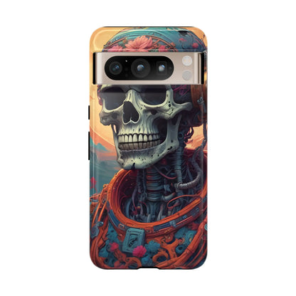 Tough Cases: Artistic Skull Phone Case Unique Design Cover Gothic Aesthetic Gift for Halloween Trendy Accessories