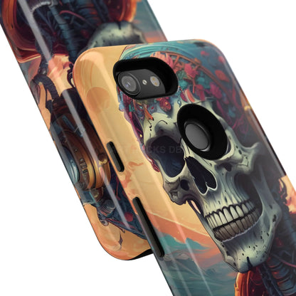 Tough Cases: Artistic Skull Phone Case Unique Design Cover Gothic Aesthetic Gift for Halloween Trendy Accessories