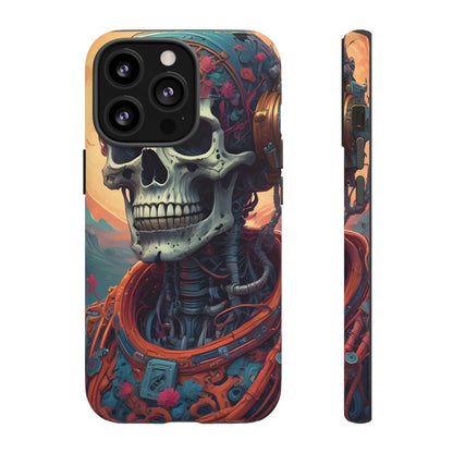 Tough Cases: Artistic Skull Phone Case Unique Design Cover Gothic Aesthetic Gift for Halloween Trendy Accessories