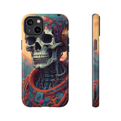 Tough Cases: Artistic Skull Phone Case Unique Design Cover Gothic Aesthetic Gift for Halloween Trendy Accessories