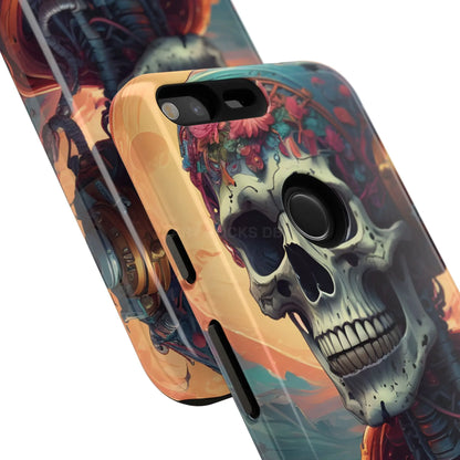 Tough Cases: Artistic Skull Phone Case Unique Design Cover Gothic Aesthetic Gift for Halloween Trendy Accessories