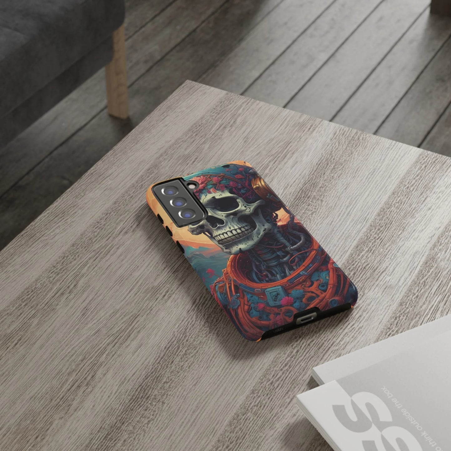 Tough Cases: Artistic Skull Phone Case Unique Design Cover Gothic Aesthetic Gift for Halloween Trendy Accessories