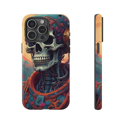 Tough Cases: Artistic Skull Phone Case Unique Design Cover Gothic Aesthetic Gift for Halloween Trendy Accessories