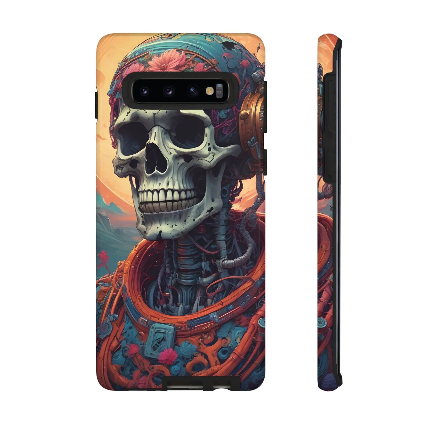 Tough Cases: Artistic Skull Phone Case Unique Design Cover Gothic Aesthetic Gift for Halloween Trendy Accessories