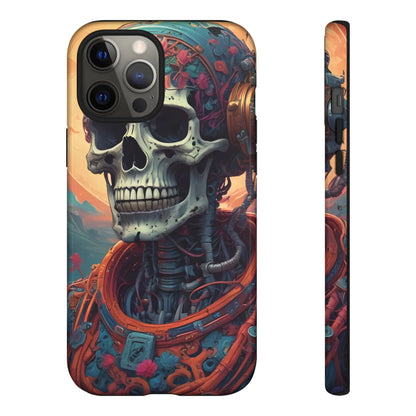 Tough Cases: Artistic Skull Phone Case Unique Design Cover Gothic Aesthetic Gift for Halloween Trendy Accessories