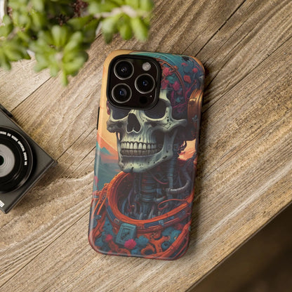 Tough Cases: Artistic Skull Phone Case Unique Design Cover Gothic Aesthetic Gift for Halloween Trendy Accessories