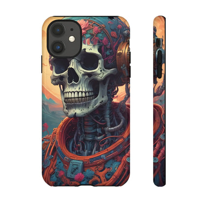 Tough Cases: Artistic Skull Phone Case Unique Design Cover Gothic Aesthetic Gift for Halloween Trendy Accessories