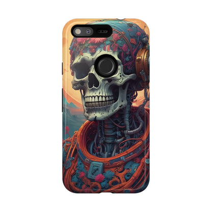 Tough Cases: Artistic Skull Phone Case Unique Design Cover Gothic Aesthetic Gift for Halloween Trendy Accessories