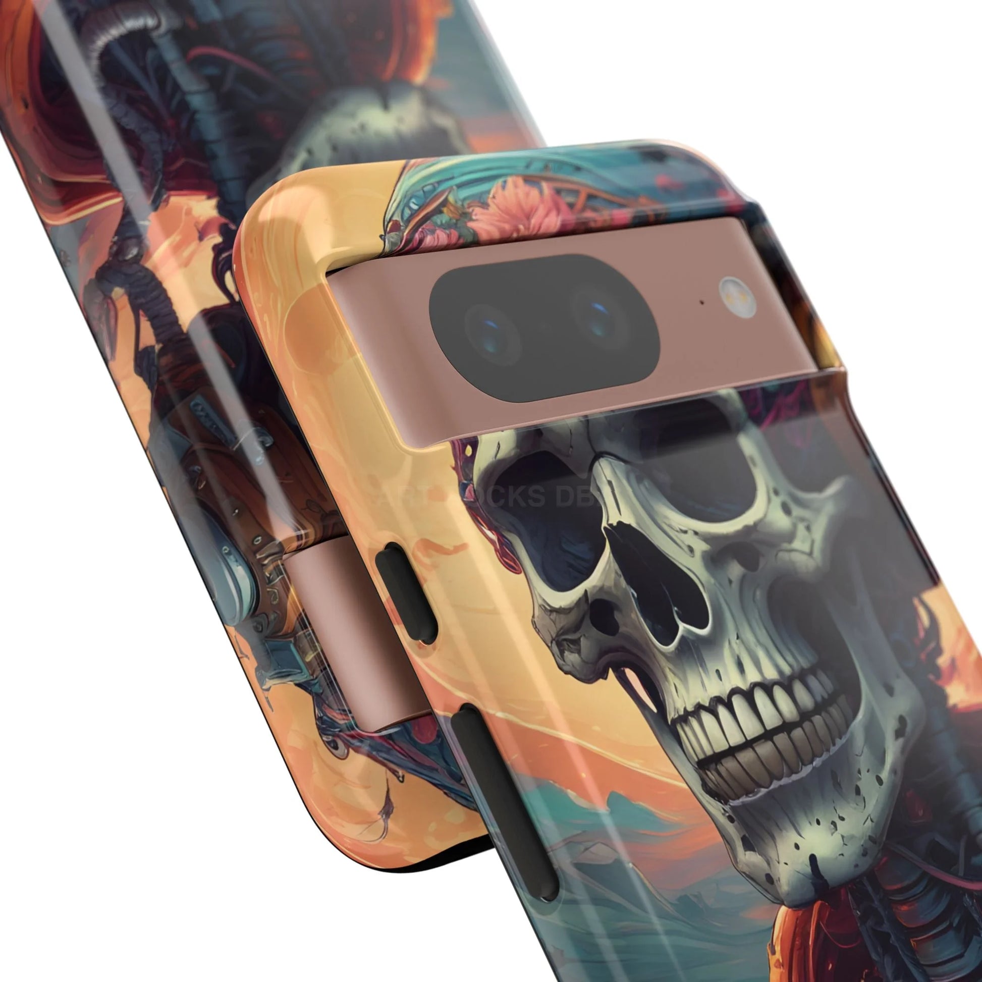 Tough Cases: Artistic Skull Phone Case Unique Design Cover Gothic Aesthetic Gift for Halloween Trendy Accessories