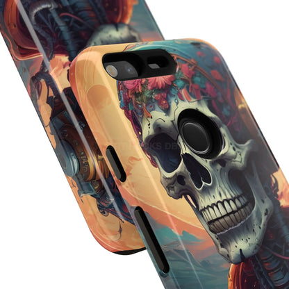 Tough Cases: Artistic Skull Phone Case Unique Design Cover Gothic Aesthetic Gift for Halloween Trendy Accessories