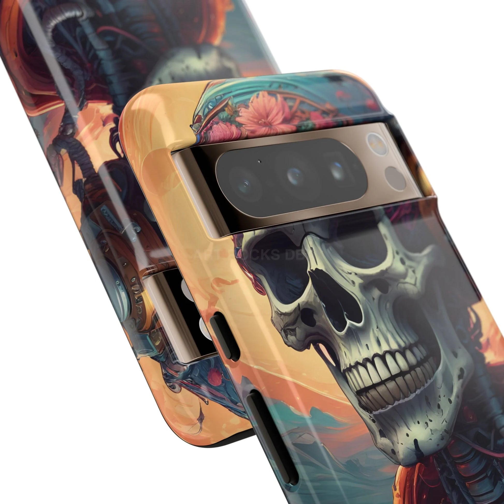 Tough Cases: Artistic Skull Phone Case Unique Design Cover Gothic Aesthetic Gift for Halloween Trendy Accessories