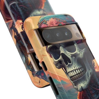 Tough Cases: Artistic Skull Phone Case Unique Design Cover Gothic Aesthetic Gift for Halloween Trendy Accessories