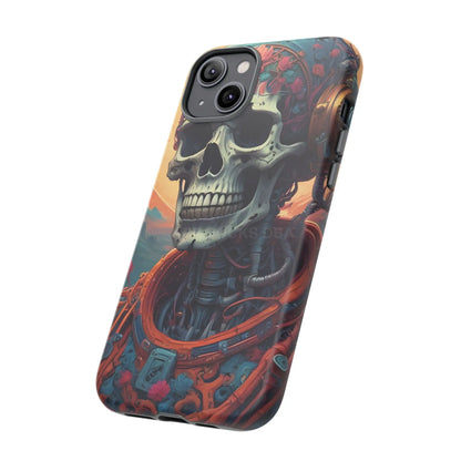 Tough Cases: Artistic Skull Phone Case Unique Design Cover Gothic Aesthetic Gift for Halloween Trendy Accessories