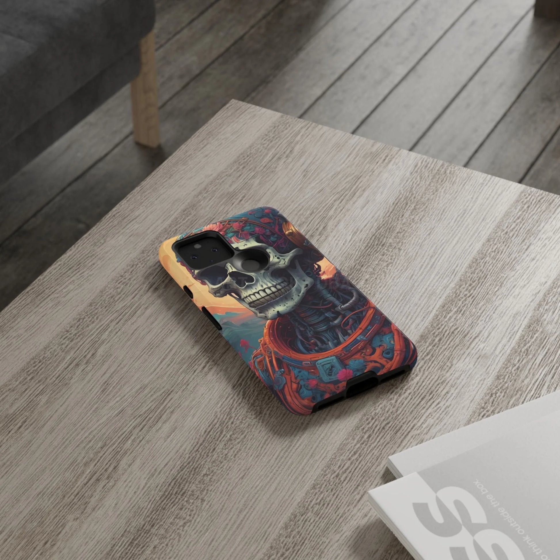 Tough Cases: Artistic Skull Phone Case Unique Design Cover Gothic Aesthetic Gift for Halloween Trendy Accessories