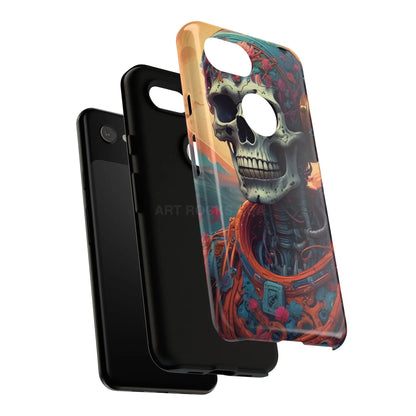Tough Cases: Artistic Skull Phone Case Unique Design Cover Gothic Aesthetic Gift for Halloween Trendy Accessories