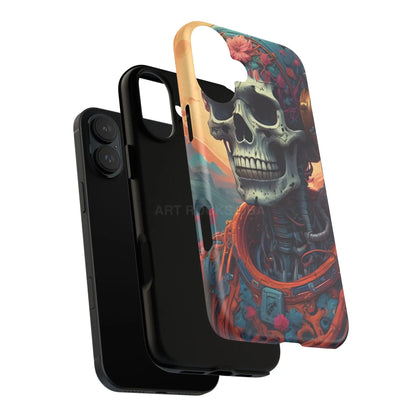 Tough Cases: Artistic Skull Phone Case Unique Design Cover Gothic Aesthetic Gift for Halloween Trendy Accessories