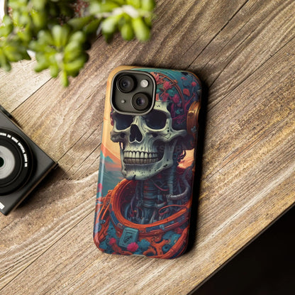 Tough Cases: Artistic Skull Phone Case Unique Design Cover Gothic Aesthetic Gift for Halloween Trendy Accessories