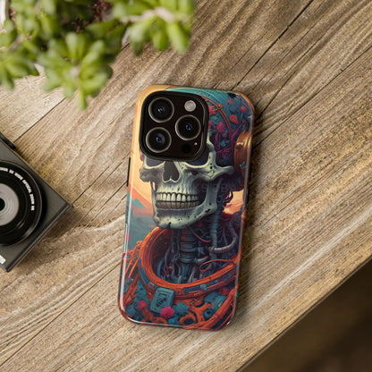 Tough Cases: Artistic Skull Phone Case Unique Design Cover Gothic Aesthetic Gift for Halloween Trendy Accessories