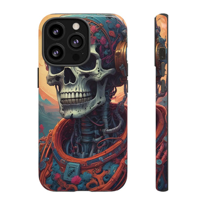 Tough Cases: Artistic Skull Phone Case Unique Design Cover Gothic Aesthetic Gift for Halloween Trendy Accessories