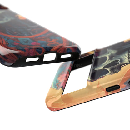 Tough Cases: Artistic Skull Phone Case Unique Design Cover Gothic Aesthetic Gift for Halloween Trendy Accessories